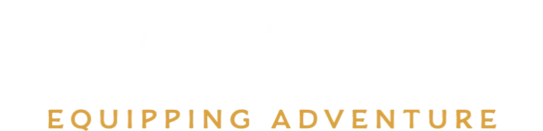 Outdoor adventure gear logo with mountains.