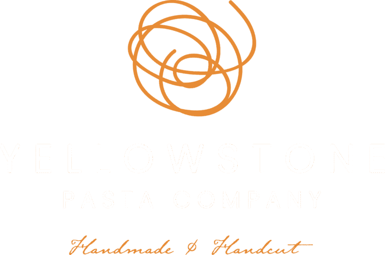 Yellowstone Pasta Company logo with handmade handcut text.
