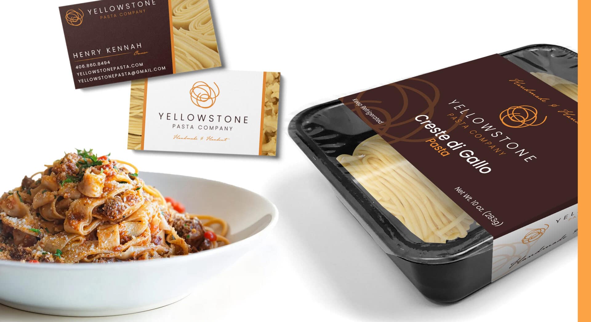 Yellowstone pasta branding and dish presentation