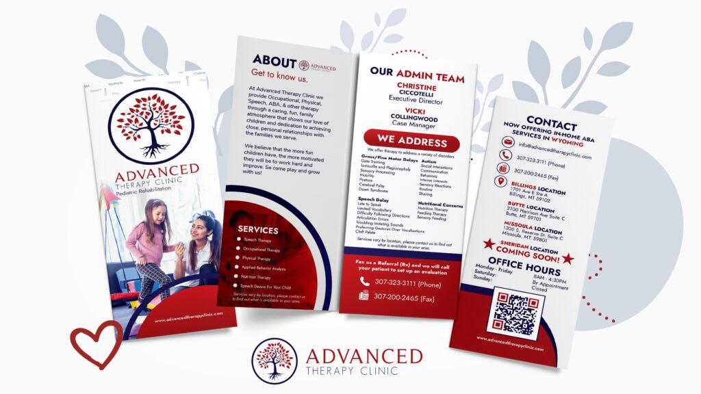Advanced Therapy Clinic pediatric rehabilitation brochure tri-fold