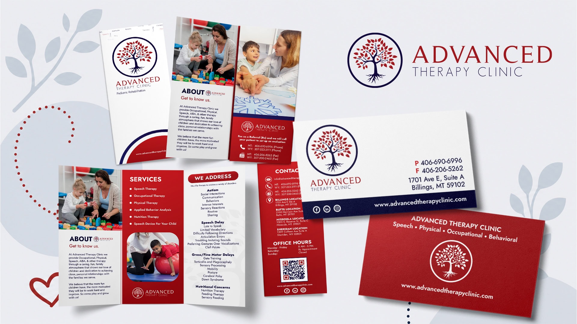 Advanced Therapy Clinic brochures and business cards
