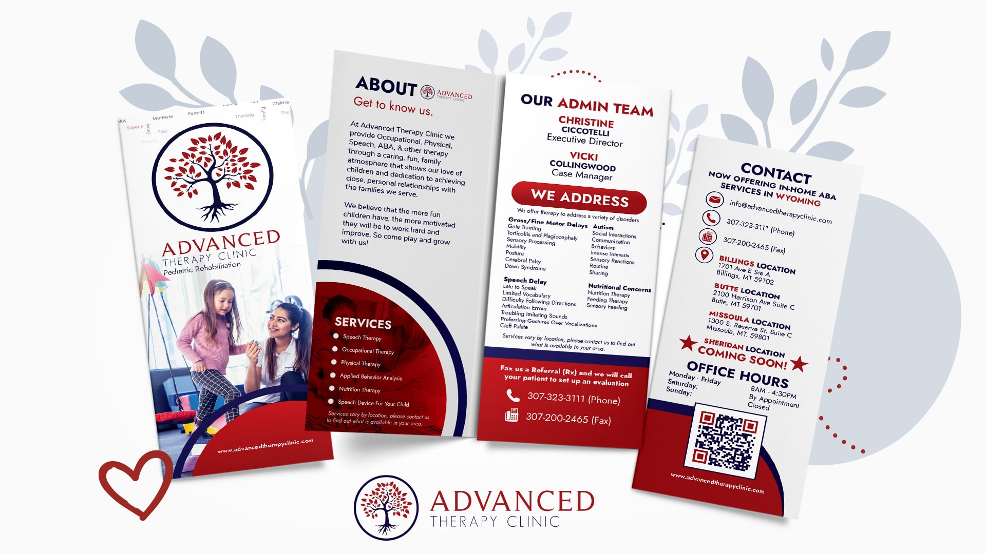 Advanced Therapy Clinic pediatric rehabilitation brochure tri-fold