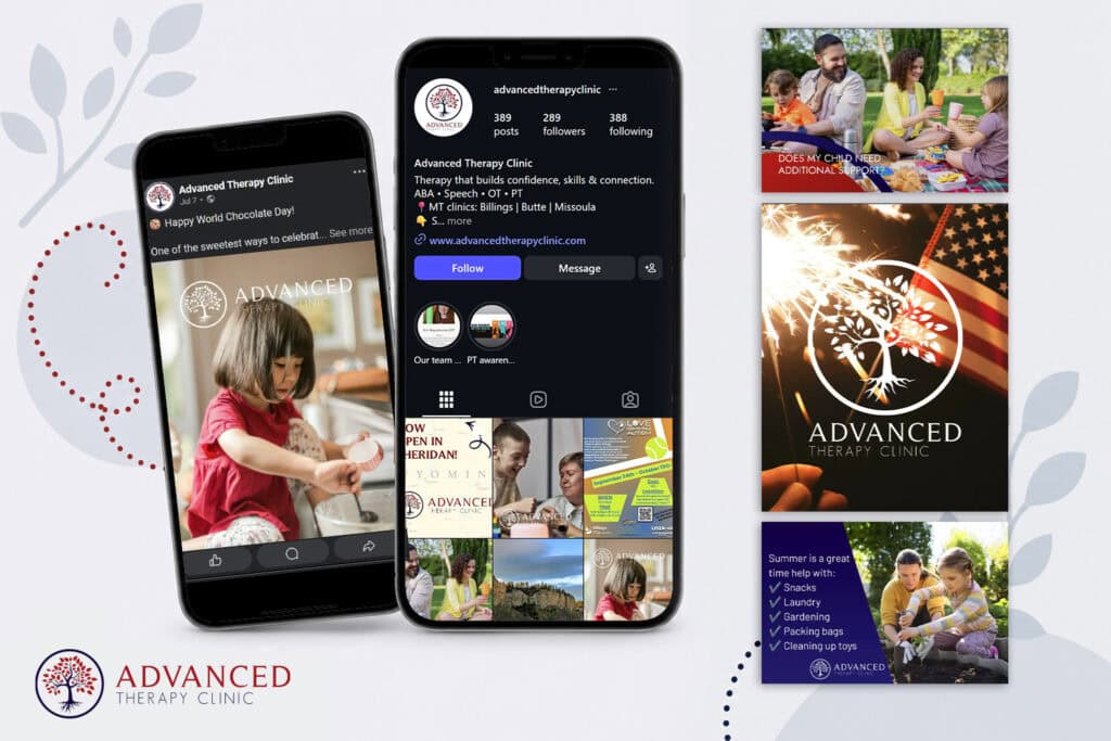 Advanced Therapy Clinic social media showcase on smartphones