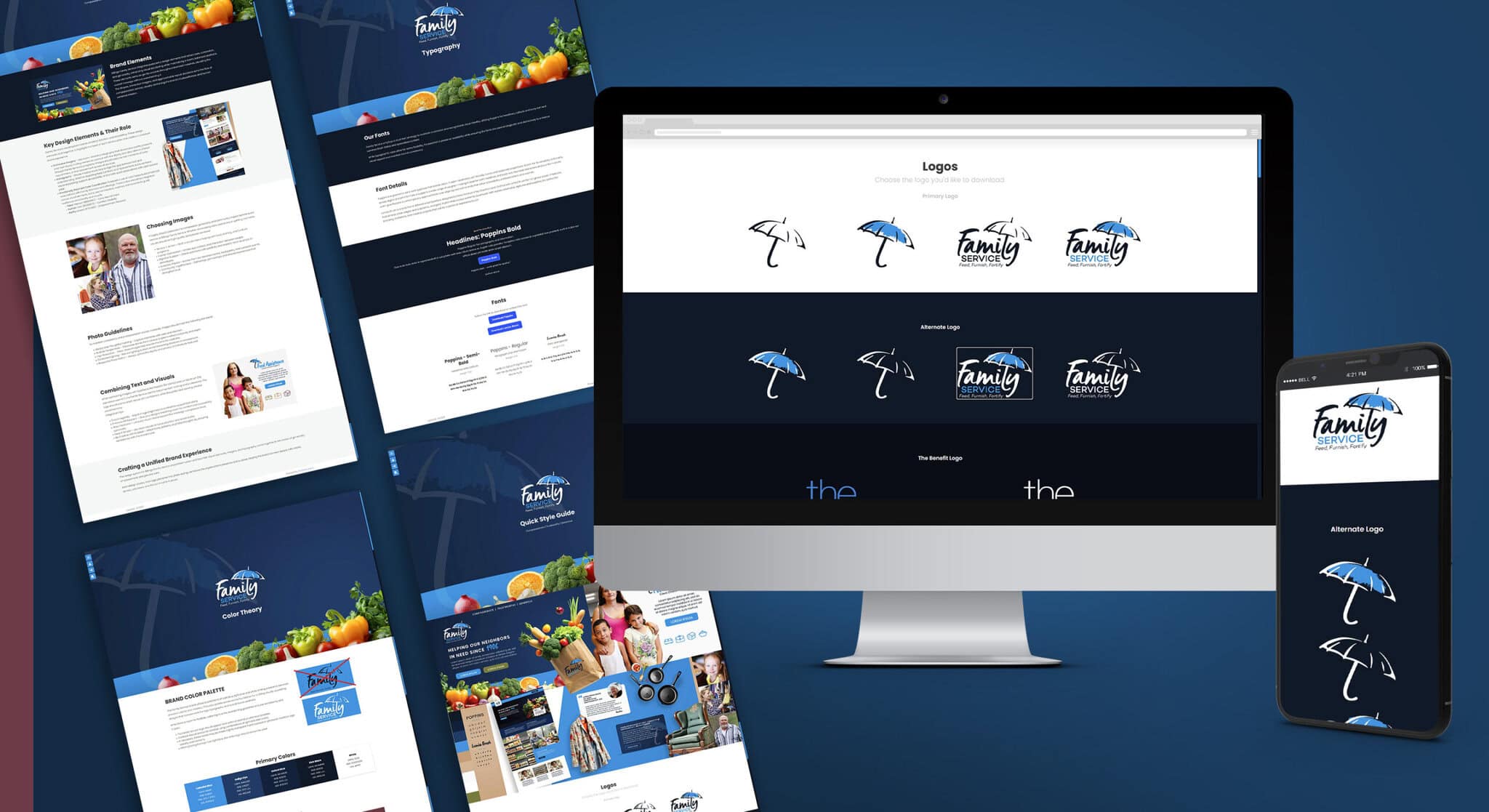 Family Service brand style guide mockups