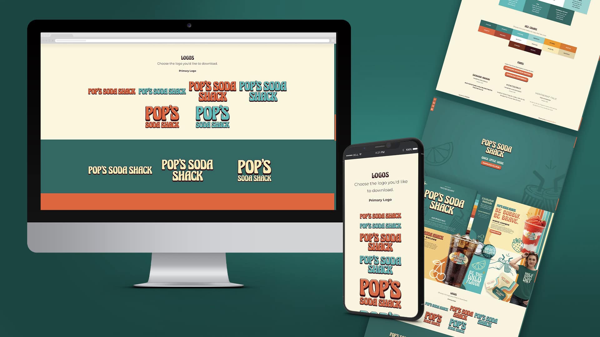 Pop's Soda Shack branding on devices