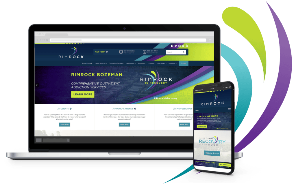 Rimrock recovery services website on laptop and smartphone
