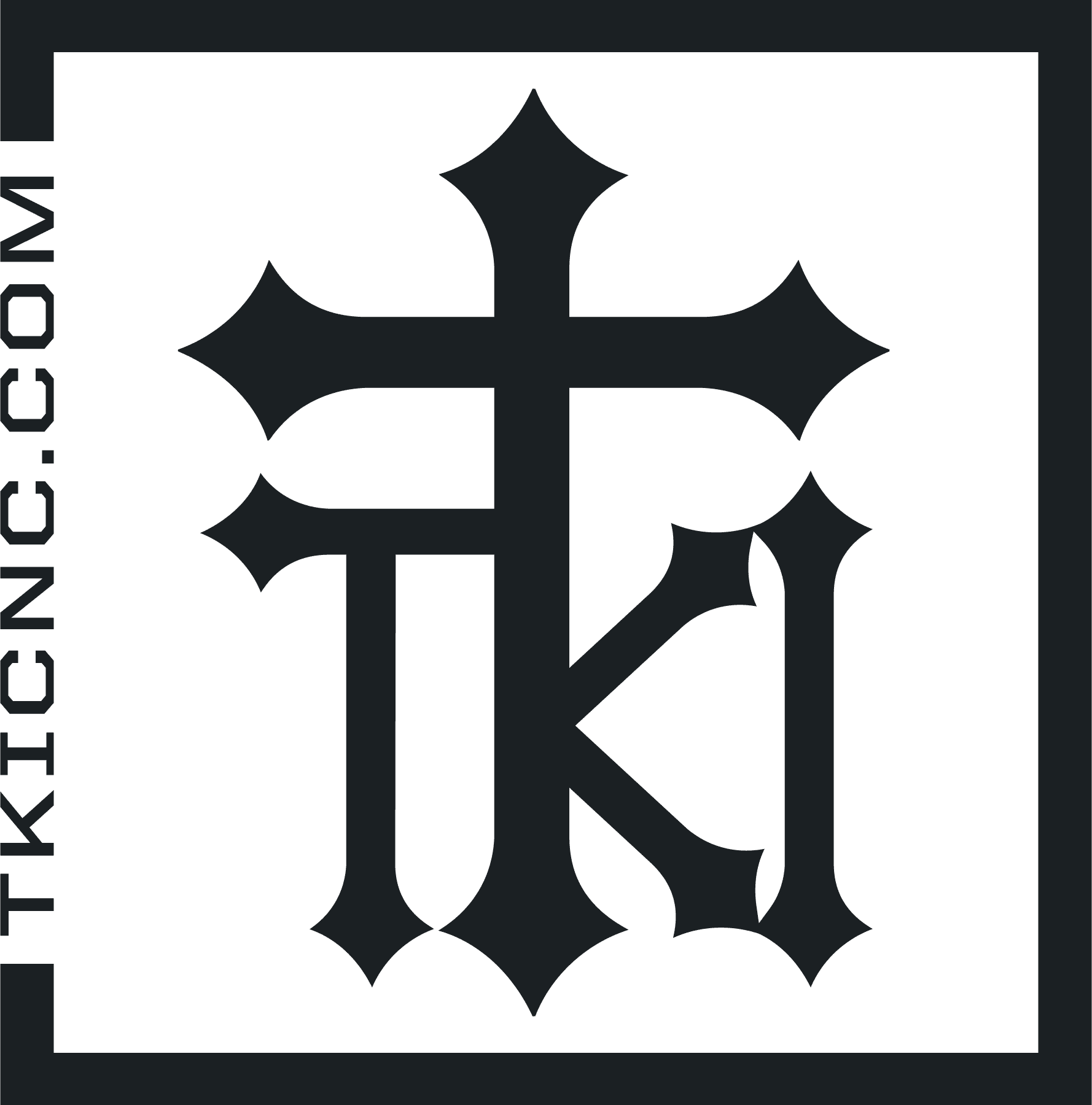 Gothic black letter K with cross design