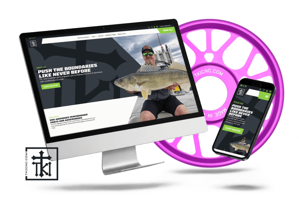 Marine website on desktop and smartphone screens