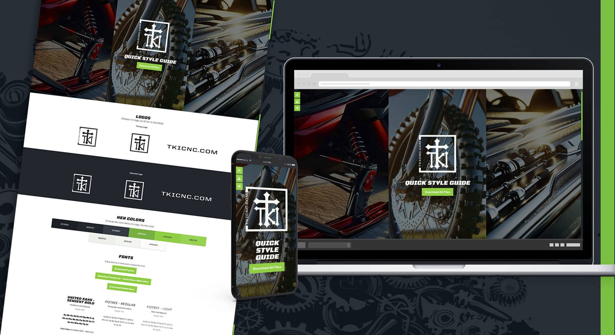 Brand style guide displayed on laptop and smartphone